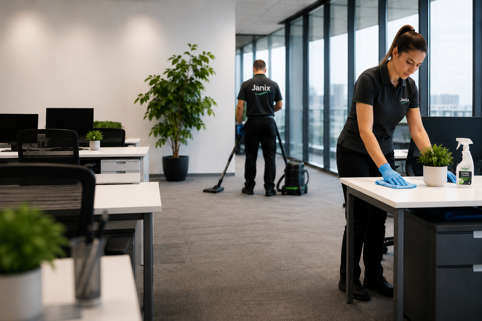 Professional office cleaning crew at work - JANIX Cleaning Services Perth