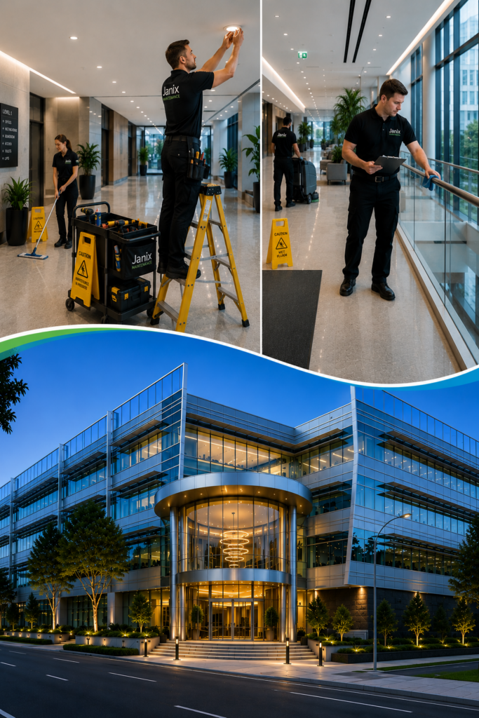 Professional cleaning in a modern Perth office - JANIX Cleaning & Maintenance